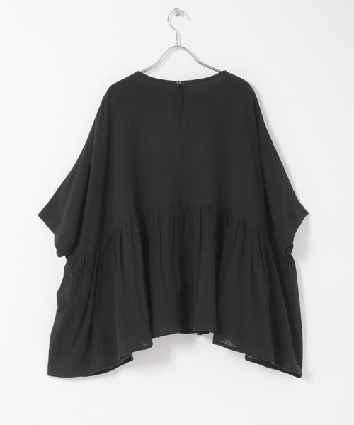 かぐれ（カグレ）の「コットンクレープギャザーブラウス（Tシャツ/カットソー・レディース・ブラック/アイボリー・FREE）」の18枚目の写真