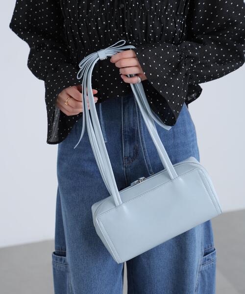 FREE'S MART（フリーズマート）の「◆リボンショルダーバッグ（ショルダーバッグ・レディース・ブラック/ブルー・ﾌﾘ-）」の2枚目の写真