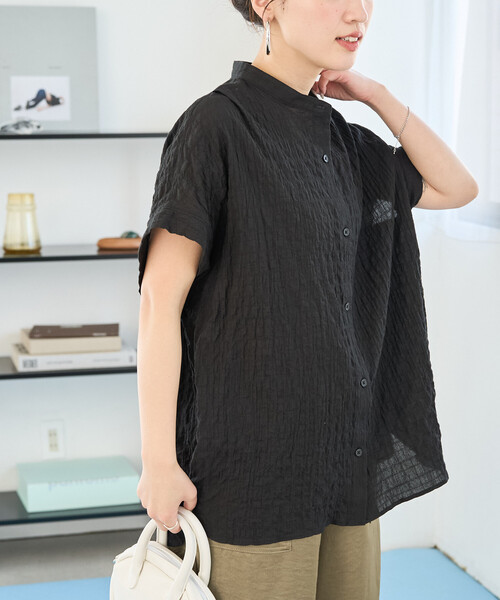 FREAK'S STORE(フリークスストア)の「限定展開 ナチュラル ポコポコ フレンチ スリーブ ブラウス(シャツ/ブラウス・レディース・オフホワイト/ブルー/ブラック/ライトグレー/ブラウン/レッド・フリ-)」の21枚目の写真