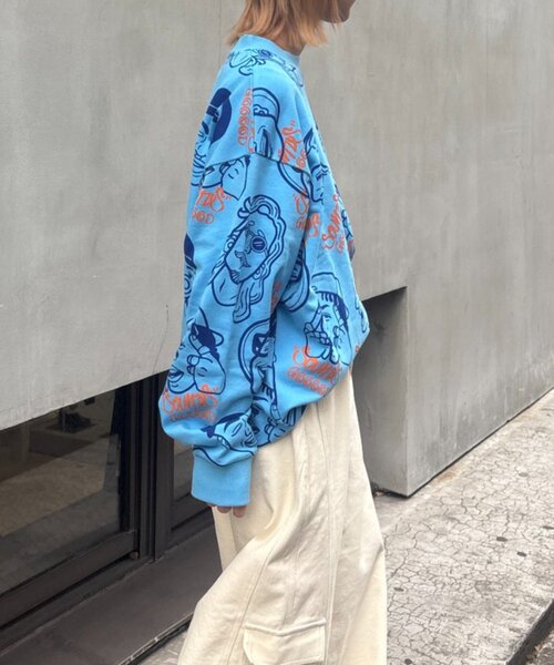 SOUNDSGOOOOD(サウンズグッド)の「【SOUNDS GOOOOD】アソートフェイス柄ファンキースウェット(Tシャツ/カットソー・レディース・ミント/アイボリー/ピンク・ONE SIZE)」の7枚目の写真