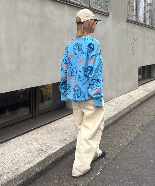 SOUNDSGOOOOD(サウンズグッド)の「【SOUNDS GOOOOD】アソートフェイス柄ファンキースウェット(Tシャツ/カットソー・レディース・ミント/アイボリー/ピンク・ONE SIZE)」の9枚目の写真