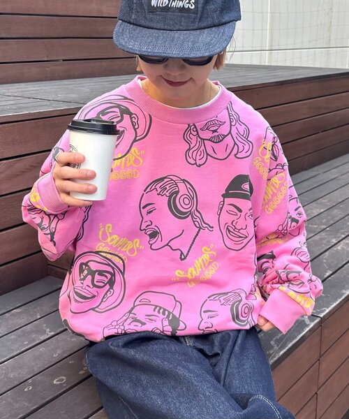 SOUNDSGOOOOD(サウンズグッド)の「【SOUNDS GOOOOD】アソートフェイス柄ファンキースウェット(Tシャツ/カットソー・レディース・ミント/アイボリー/ピンク・ONE SIZE)」の11枚目の写真