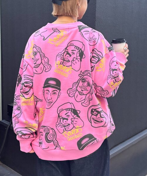 SOUNDSGOOOOD(サウンズグッド)の「【SOUNDS GOOOOD】アソートフェイス柄ファンキースウェット(Tシャツ/カットソー・レディース・ミント/アイボリー/ピンク・ONE SIZE)」の14枚目の写真