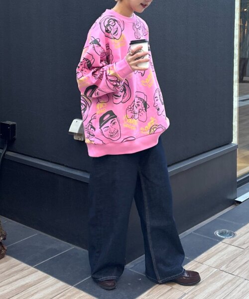 SOUNDSGOOOOD(サウンズグッド)の「【SOUNDS GOOOOD】アソートフェイス柄ファンキースウェット(Tシャツ/カットソー・レディース・ミント/アイボリー/ピンク・ONE SIZE)」の16枚目の写真