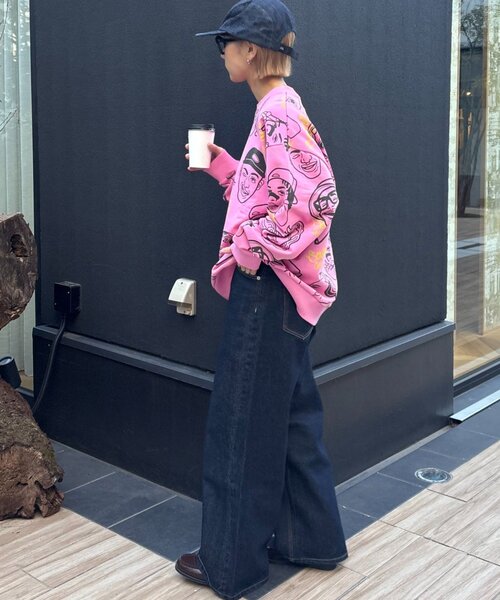 SOUNDSGOOOOD(サウンズグッド)の「【SOUNDS GOOOOD】アソートフェイス柄ファンキースウェット(Tシャツ/カットソー・レディース・ミント/アイボリー/ピンク・ONE SIZE)」の17枚目の写真