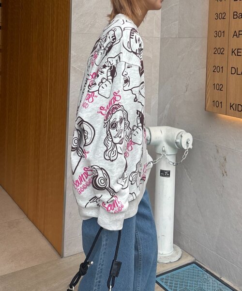 SOUNDSGOOOOD(サウンズグッド)の「【SOUNDS GOOOOD】アソートフェイス柄ファンキースウェット(Tシャツ/カットソー・レディース・ミント/アイボリー/ピンク・ONE SIZE)」の21枚目の写真