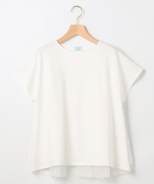 組曲 S(クミキョク チイサイサイズ)の「GIZAコットンチュールコンビ カットソー(Tシャツ/カットソー・レディース・ネイビー系2/ネイビー系/アイボリー系・S2)」の4枚目の写真