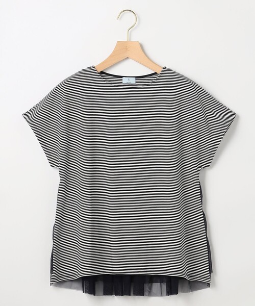 組曲 S(クミキョク チイサイサイズ)の「GIZAコットンチュールコンビ カットソー(Tシャツ/カットソー・レディース・ネイビー系2/ネイビー系/アイボリー系・S2)」の6枚目の写真