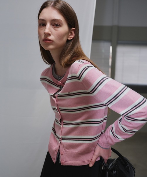 GENERAL IDEA(ジェネラルアイデア)の「【GENERAL IDEA】マルチストライプクルーネックカーディガン / MULTI STRIPE CREW NECK CARDIGAN(カーディガン/ボレロ・レディース・ピンク/グリーン系/ライトグレー・L/M/S)」の3枚目の写真