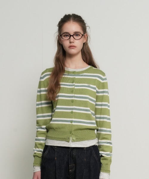 GENERAL IDEA(ジェネラルアイデア)の「【GENERAL IDEA】マルチストライプクルーネックカーディガン / MULTI STRIPE CREW NECK CARDIGAN(カーディガン/ボレロ・レディース・ピンク/グリーン系/ライトグレー・L/M/S)」の12枚目の写真