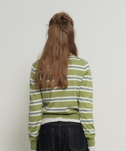 GENERAL IDEA(ジェネラルアイデア)の「【GENERAL IDEA】マルチストライプクルーネックカーディガン / MULTI STRIPE CREW NECK CARDIGAN(カーディガン/ボレロ・レディース・ピンク/グリーン系/ライトグレー・L/M/S)」の13枚目の写真