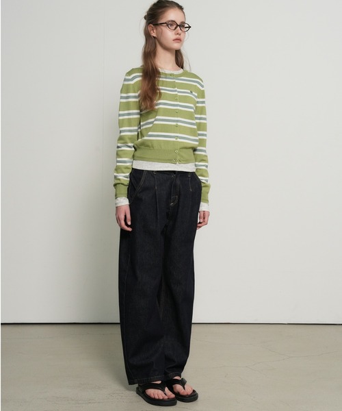 GENERAL IDEA(ジェネラルアイデア)の「【GENERAL IDEA】マルチストライプクルーネックカーディガン / MULTI STRIPE CREW NECK CARDIGAN(カーディガン/ボレロ・レディース・ピンク/グリーン系/ライトグレー・L/M/S)」の14枚目の写真