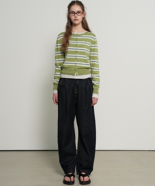 GENERAL IDEA(ジェネラルアイデア)の「【GENERAL IDEA】マルチストライプクルーネックカーディガン / MULTI STRIPE CREW NECK CARDIGAN(カーディガン/ボレロ・レディース・ピンク/グリーン系/ライトグレー・L/M/S)」の15枚目の写真
