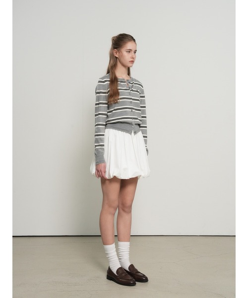 GENERAL IDEA(ジェネラルアイデア)の「【GENERAL IDEA】マルチストライプクルーネックカーディガン / MULTI STRIPE CREW NECK CARDIGAN(カーディガン/ボレロ・レディース・ピンク/グリーン系/ライトグレー・L/M/S)」の8枚目の写真