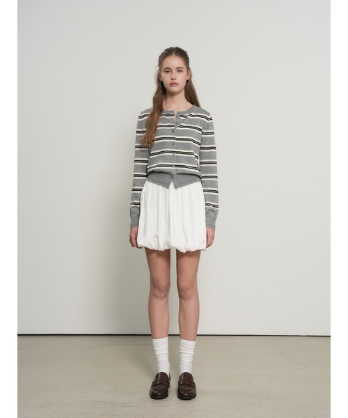GENERAL IDEA(ジェネラルアイデア)の「【GENERAL IDEA】マルチストライプクルーネックカーディガン / MULTI STRIPE CREW NECK CARDIGAN(カーディガン/ボレロ・レディース・ピンク/グリーン系/ライトグレー・L/M/S)」の7枚目の写真