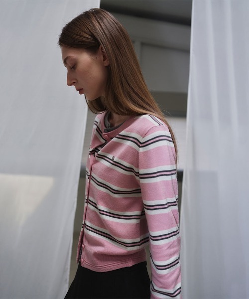 GENERAL IDEA(ジェネラルアイデア)の「【GENERAL IDEA】マルチストライプクルーネックカーディガン / MULTI STRIPE CREW NECK CARDIGAN(カーディガン/ボレロ・レディース・ピンク/グリーン系/ライトグレー・L/M/S)」の18枚目の写真