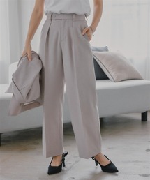 小さいサイズ 麻調インタックワイドパンツ 低身長さん・小柄女性