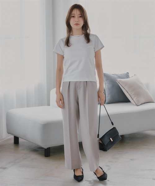 Petitjo(プッチージョ)の「小さいサイズ 麻調インタックワイドパンツ 低身長さん・小柄女性(その他パンツ・レディース・グレー/ベージュ・PSS/PS/PM/PL)」の3枚目の写真