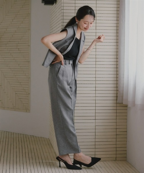 Petitjo(プッチージョ)の「小さいサイズ 麻調インタックワイドパンツ 低身長さん・小柄女性(その他パンツ・レディース・グレー/ベージュ・PSS/PS/PM/PL)」の16枚目の写真