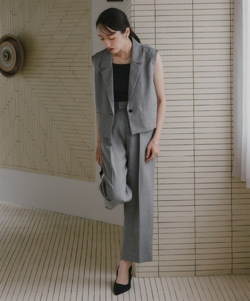 Petitjo(プッチージョ)の「小さいサイズ 麻調インタックワイドパンツ 低身長さん・小柄女性(その他パンツ・レディース・グレー/ベージュ・PSS/PS/PM/PL)」の17枚目の写真