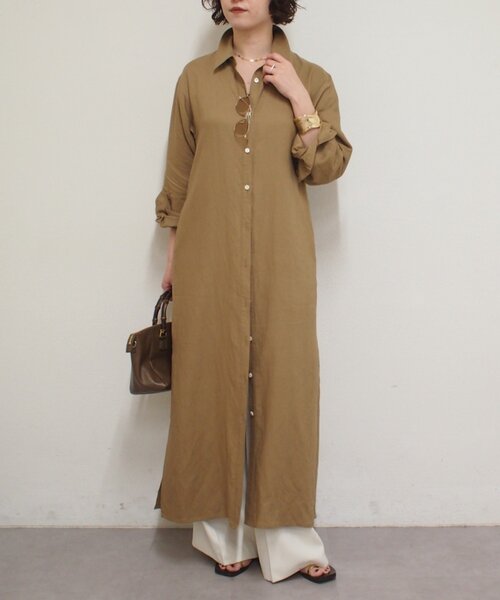 LOUNGEDRESS(ラウンジドレス)の「シャツワンピース(ワンピース・レディース・オフホワイト/ベージュ・FREE)」の2枚目の写真