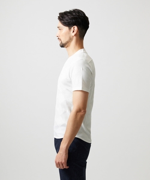 MICHEL KLEIN HOMME (ミッシェルクランオム)の「アーガイル柄Vネック半袖カットソー(Tシャツ/カットソー・メンズ・ブラック/ライトブルー/ホワイト・MEDIUM/LARGE/X-LARGE)」の7枚目の写真