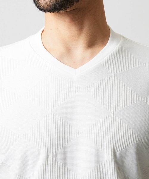 MICHEL KLEIN HOMME (ミッシェルクランオム)の「アーガイル柄Vネック半袖カットソー(Tシャツ/カットソー・メンズ・ブラック/ライトブルー/ホワイト・MEDIUM/LARGE/X-LARGE)」の9枚目の写真