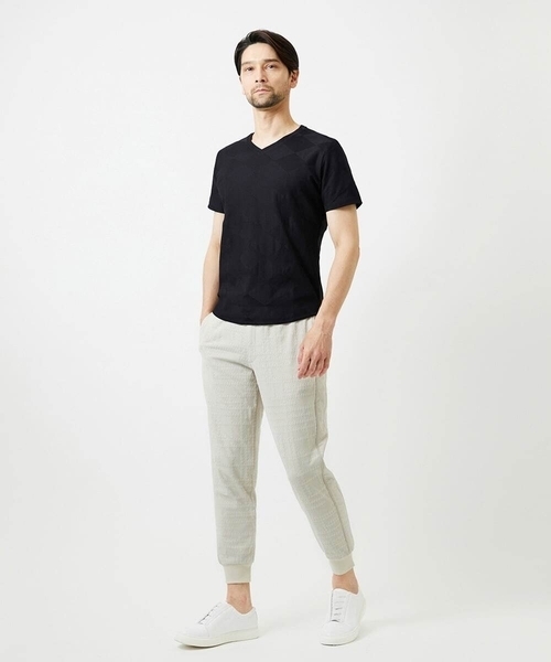 MICHEL KLEIN HOMME (ミッシェルクランオム)の「アーガイル柄Vネック半袖カットソー(Tシャツ/カットソー・メンズ・ブラック/ライトブルー/ホワイト・MEDIUM/LARGE/X-LARGE)」の13枚目の写真