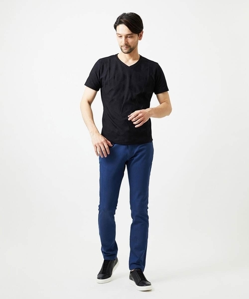 MICHEL KLEIN HOMME (ミッシェルクランオム)の「アーガイル柄Vネック半袖カットソー(Tシャツ/カットソー・メンズ・ブラック/ライトブルー/ホワイト・MEDIUM/LARGE/X-LARGE)」の14枚目の写真