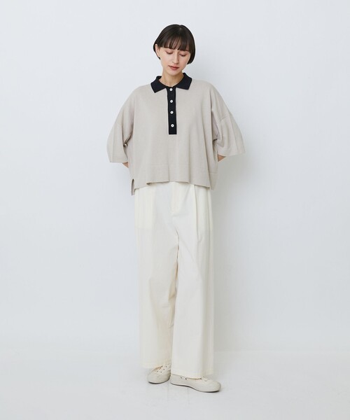 LOISIR(ロワズィール)の「【MTサイズ有り】コットンダンプワイドパンツ(その他パンツ・レディース・カーキ/オフホワイト・M/MT)」の3枚目の写真
