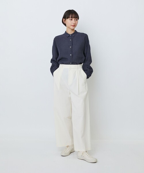LOISIR(ロワズィール)の「【MTサイズ有り】コットンダンプワイドパンツ(その他パンツ・レディース・カーキ/オフホワイト・M/MT)」の4枚目の写真