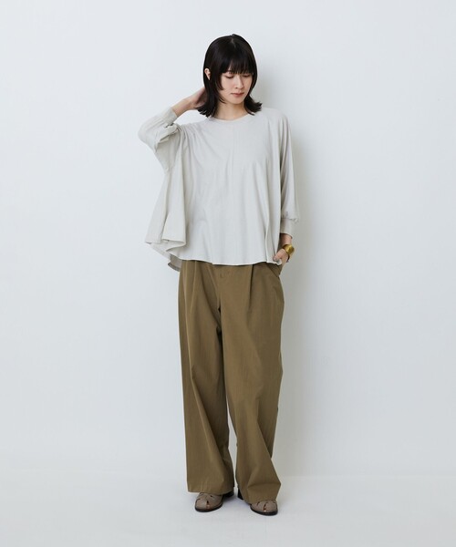 LOISIR(ロワズィール)の「【MTサイズ有り】コットンダンプワイドパンツ(その他パンツ・レディース・カーキ/オフホワイト・M/MT)」の9枚目の写真