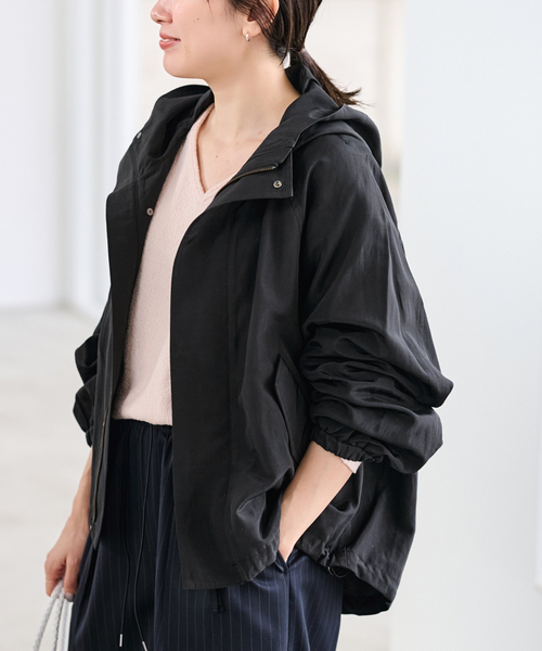 FRAMeWORK(フレームワーク)の「≪追加≫リネンPLタッサーフードショートブルゾン 3(マウンテンパーカー・レディース・キャメル/アイボリー/ブラック・36/38)」の18枚目の写真