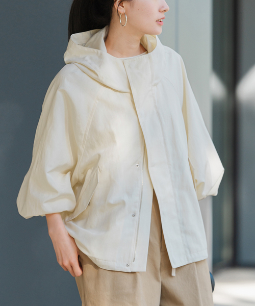 FRAMeWORK(フレームワーク)の「≪追加≫リネンPLタッサーフードショートブルゾン 3(マウンテンパーカー・レディース・キャメル/アイボリー/ブラック・36/38)」の22枚目の写真