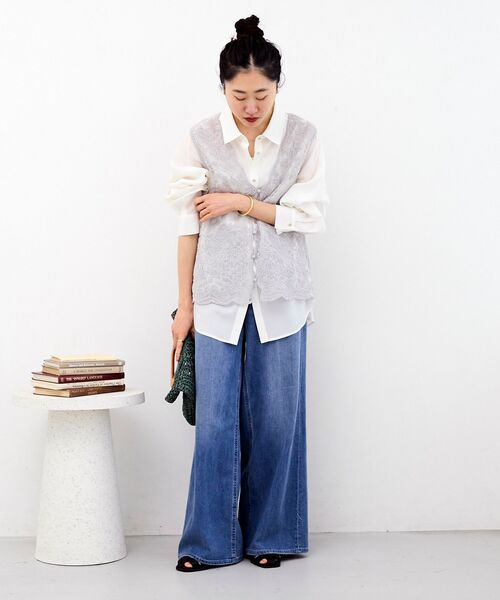 le.coeur blanc（ルクールブラン）の「TORRAZZO DONNAエンブロイダリーレースベスト（ベスト・レディース・チャコールグレー/ライトグレー/ホワイト・38）」の21枚目の写真