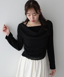 レイヤードチュールドレープTシャツ