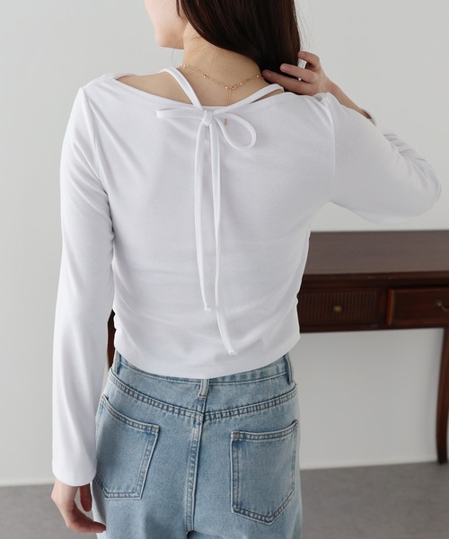 BLUEEAST(ブルーイースト)の「レイヤードチュールドレープTシャツ(Tシャツ/カットソー・レディース・ブラック/アイボリー・MEDIUM)」の10枚目の写真