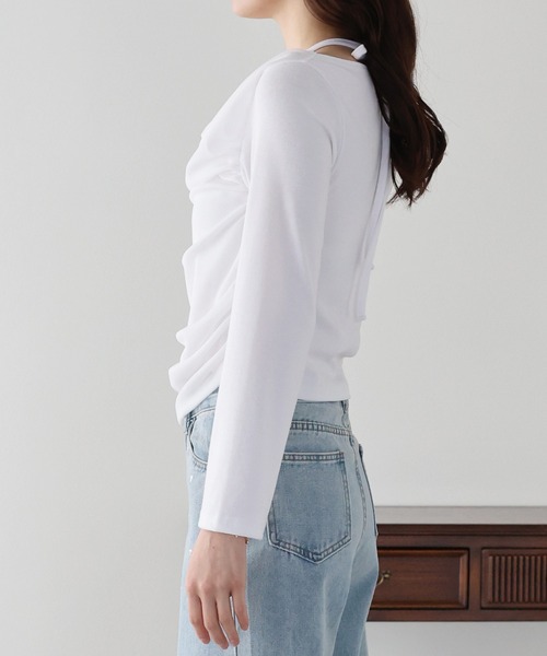 BLUEEAST(ブルーイースト)の「レイヤードチュールドレープTシャツ(Tシャツ/カットソー・レディース・ブラック/アイボリー・MEDIUM)」の9枚目の写真