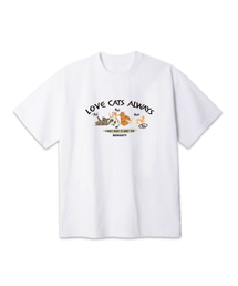 ラブキャッツ オーバーサイズ 半袖Tシャツ [ホワイト]