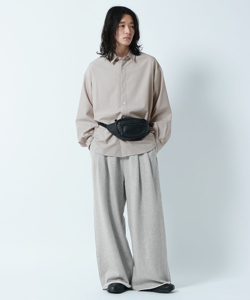 RAGEBLUE（レイジブルー）の「【LUXURY+EASY】OVER SIZE DRAPE　STRIPE SHIRTS / ラグイージーオーバーサイズストライプシャツ（シャツ/ブラウス・メンズ・ネイビー/ライトブルー/ライトグレー・MEDIUM/LARGE）」の4枚目の写真