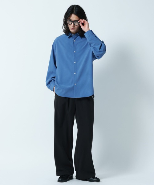 RAGEBLUE（レイジブルー）の「【LUXURY+EASY】OVER SIZE DRAPE　STRIPE SHIRTS / ラグイージーオーバーサイズストライプシャツ（シャツ/ブラウス・メンズ・ネイビー/ライトブルー/ライトグレー・MEDIUM/LARGE）」の13枚目の写真