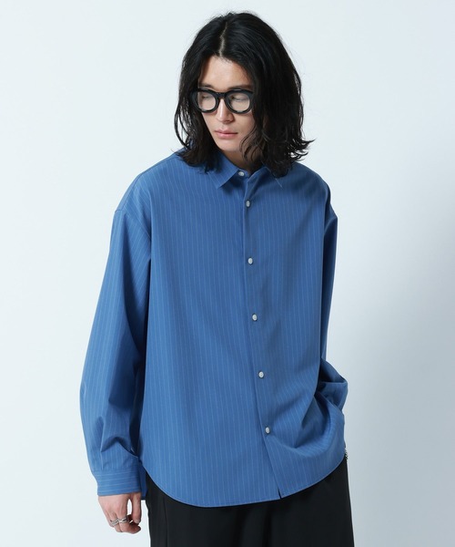 RAGEBLUE（レイジブルー）の「【LUXURY+EASY】OVER SIZE DRAPE　STRIPE SHIRTS / ラグイージーオーバーサイズストライプシャツ（シャツ/ブラウス・メンズ・ネイビー/ライトブルー/ライトグレー・MEDIUM/LARGE）」の14枚目の写真