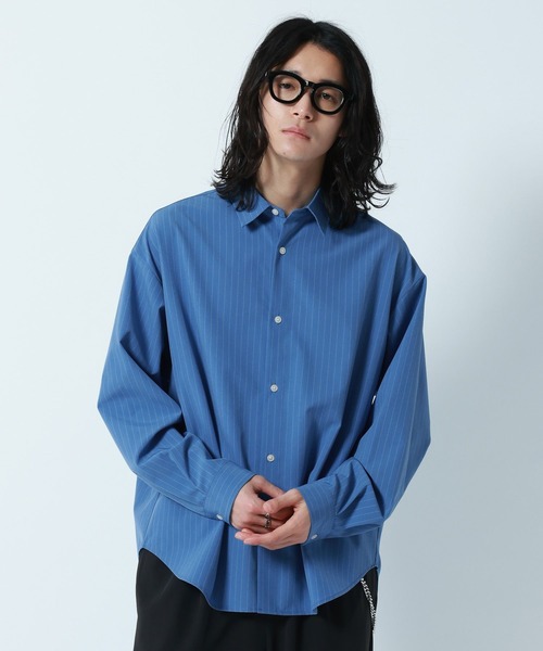 RAGEBLUE（レイジブルー）の「【LUXURY+EASY】OVER SIZE DRAPE　STRIPE SHIRTS / ラグイージーオーバーサイズストライプシャツ（シャツ/ブラウス・メンズ・ネイビー/ライトブルー/ライトグレー・MEDIUM/LARGE）」の15枚目の写真