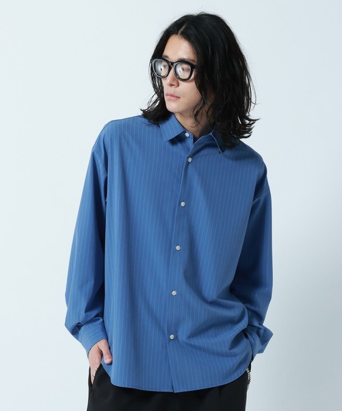 RAGEBLUE（レイジブルー）の「【LUXURY+EASY】OVER SIZE DRAPE　STRIPE SHIRTS / ラグイージーオーバーサイズストライプシャツ（シャツ/ブラウス・メンズ・ネイビー/ライトブルー/ライトグレー・MEDIUM/LARGE）」の16枚目の写真