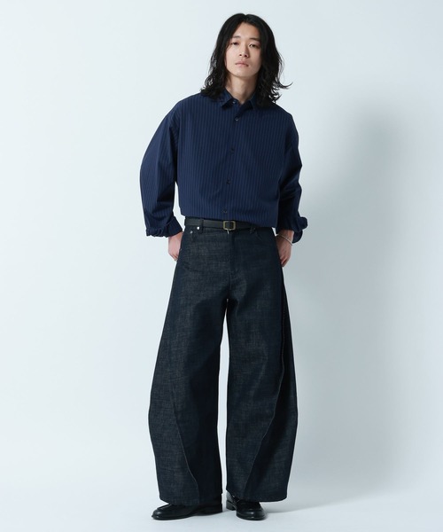 RAGEBLUE（レイジブルー）の「【LUXURY+EASY】OVER SIZE DRAPE　STRIPE SHIRTS / ラグイージーオーバーサイズストライプシャツ（シャツ/ブラウス・メンズ・ネイビー/ライトブルー/ライトグレー・MEDIUM/LARGE）」の17枚目の写真