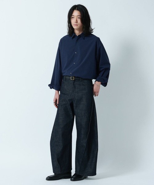 RAGEBLUE（レイジブルー）の「【LUXURY+EASY】OVER SIZE DRAPE　STRIPE SHIRTS / ラグイージーオーバーサイズストライプシャツ（シャツ/ブラウス・メンズ・ネイビー/ライトブルー/ライトグレー・MEDIUM/LARGE）」の18枚目の写真