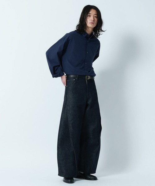 RAGEBLUE（レイジブルー）の「【LUXURY+EASY】OVER SIZE DRAPE　STRIPE SHIRTS / ラグイージーオーバーサイズストライプシャツ（シャツ/ブラウス・メンズ・ネイビー/ライトブルー/ライトグレー・MEDIUM/LARGE）」の19枚目の写真