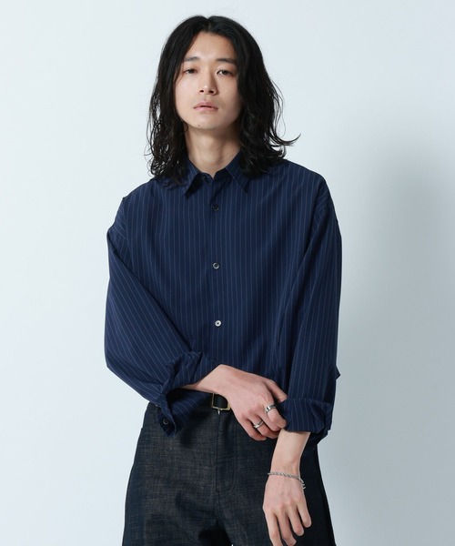 RAGEBLUE（レイジブルー）の「【LUXURY+EASY】OVER SIZE DRAPE　STRIPE SHIRTS / ラグイージーオーバーサイズストライプシャツ（シャツ/ブラウス・メンズ・ネイビー/ライトブルー/ライトグレー・MEDIUM/LARGE）」の21枚目の写真