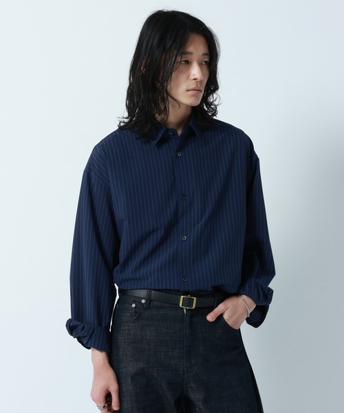 RAGEBLUE（レイジブルー）の「【LUXURY+EASY】OVER SIZE DRAPE　STRIPE SHIRTS / ラグイージーオーバーサイズストライプシャツ（シャツ/ブラウス・メンズ・ネイビー/ライトブルー/ライトグレー・MEDIUM/LARGE）」の22枚目の写真