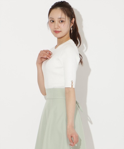 WILLSELECTION(ウィルセレクション)の「袖口リボンリブニット(ニット/セーター・レディース・ピンク/ブラック/オフホワイト・FREE)」の5枚目の写真